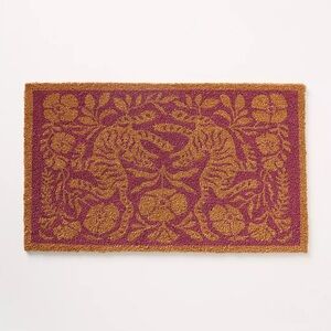 Anthropologie Tiger Printed Coir Doormat